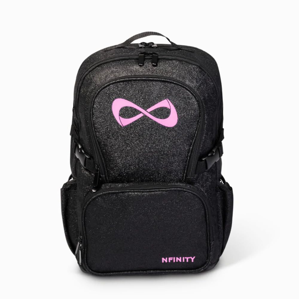 Nfinity Sparkle Backpack for Cheerleaders – Glitter Finish, Lightweight and Durable, with Ample Storage and Adjustable Straps