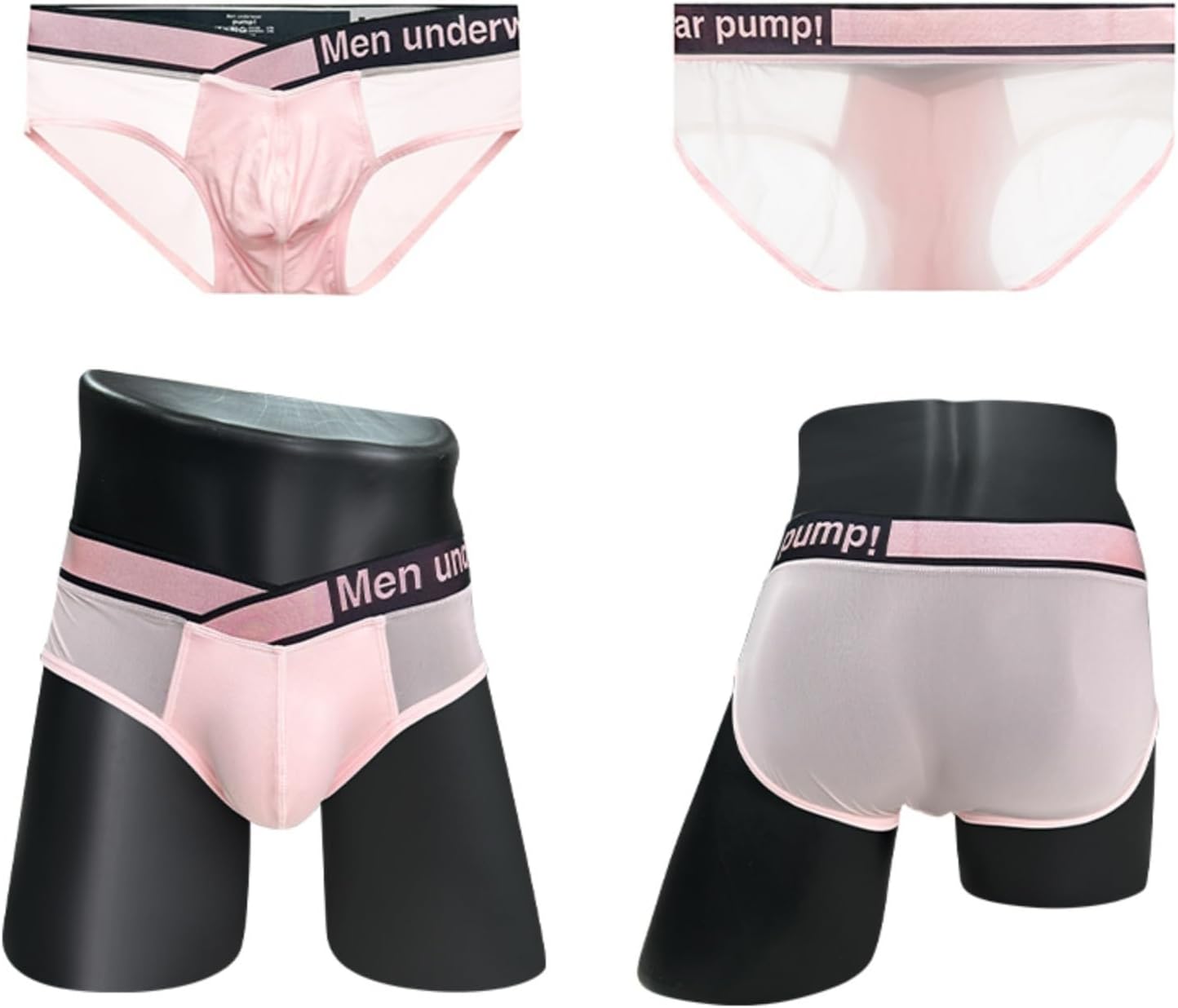 Men's Low Rise Triangle Underwear Modal and Transparent Mesh Splicing and Fitness Men's Underwear