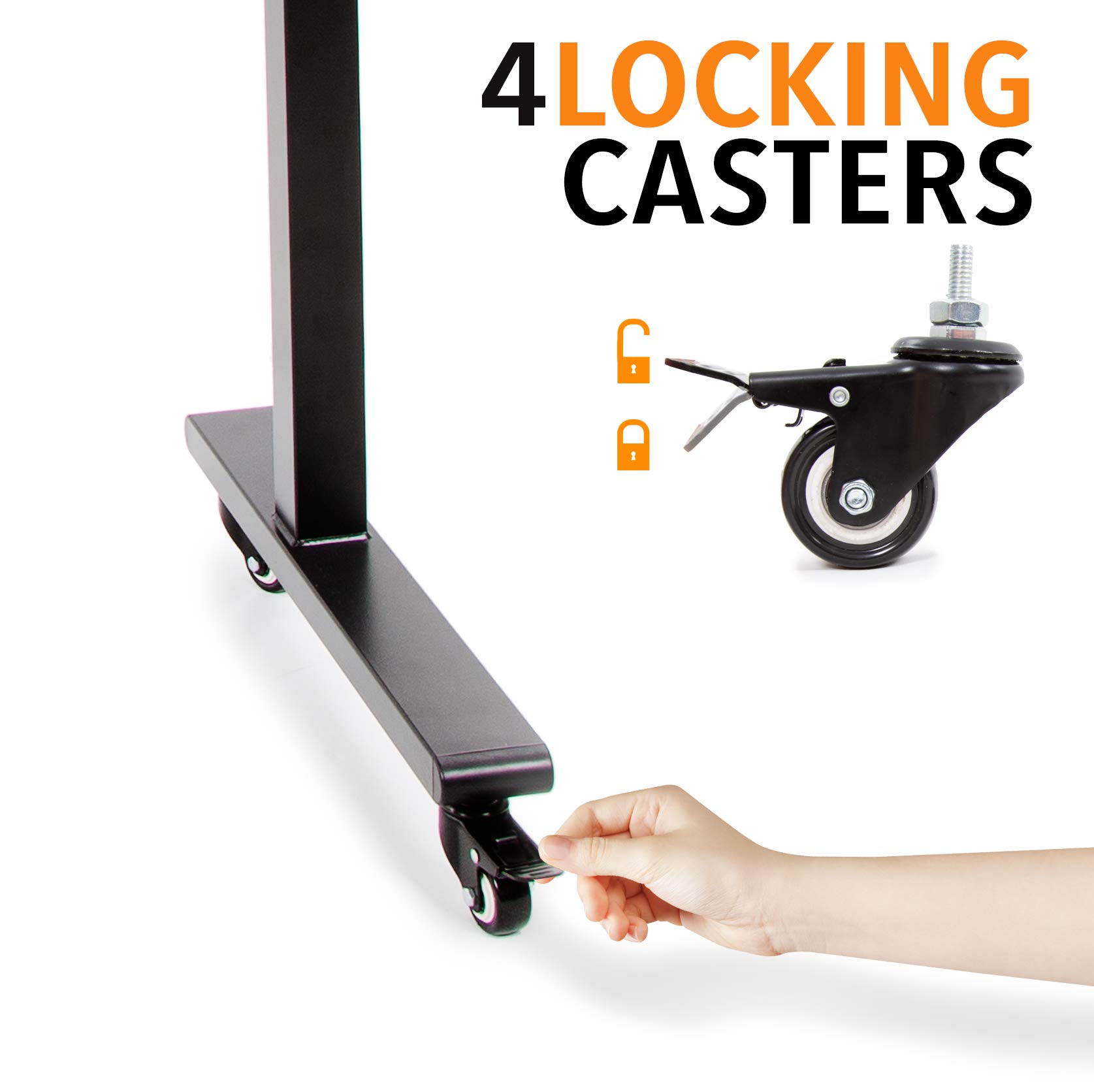 Stand Steady Attachable Desk Wheels | Set of 4 Locking Casters | Easy-Roll and Non-Marring | Full Swivel Wheels Compatible with Tranzendesk Standing Desks (2 Inch/Black)