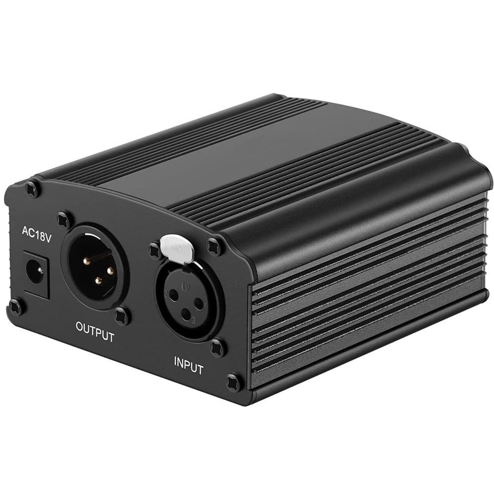 Para Fuente de MicróFono 48V Phantom Power Bm 800 con Adaptador Cable de Audio XLR para Cualquier Equipo de GrabacióN de MúSica Enchufe de la UE