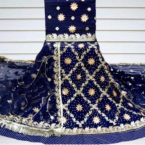 Image of Heavy Embroidery Work Semi Stitched Shimmer Silk Rajputi Poshak For Women Rajasthani Lehenga Choli