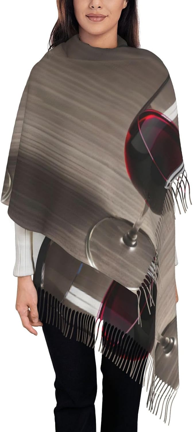 Wine Bottle Glass print Winter Christmas Scarf for Women Winter Scarf for Menâ€™s & Women's Scarves Christmas Gift