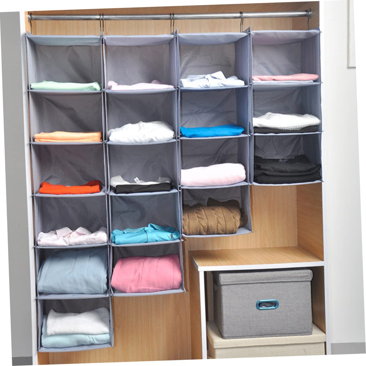 IMIKEYA Organizador de Ropa Colgante Multicapa de Poliéster, Gris, 4 Capas