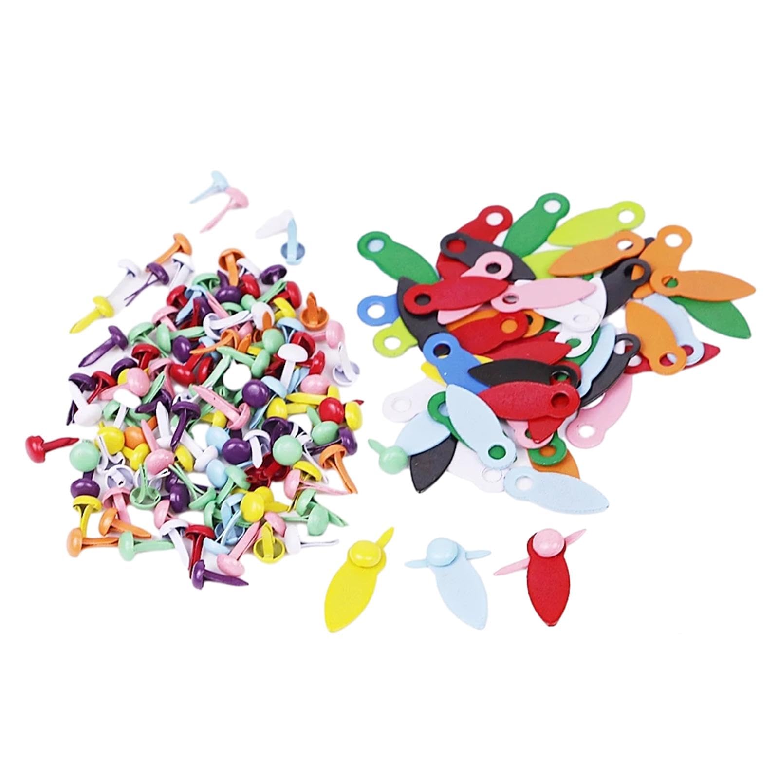 Generic 100Pcs Picture Frame Turn Buttons, 100x Mini Brads, Round Metal Brads for Album Frame, multi