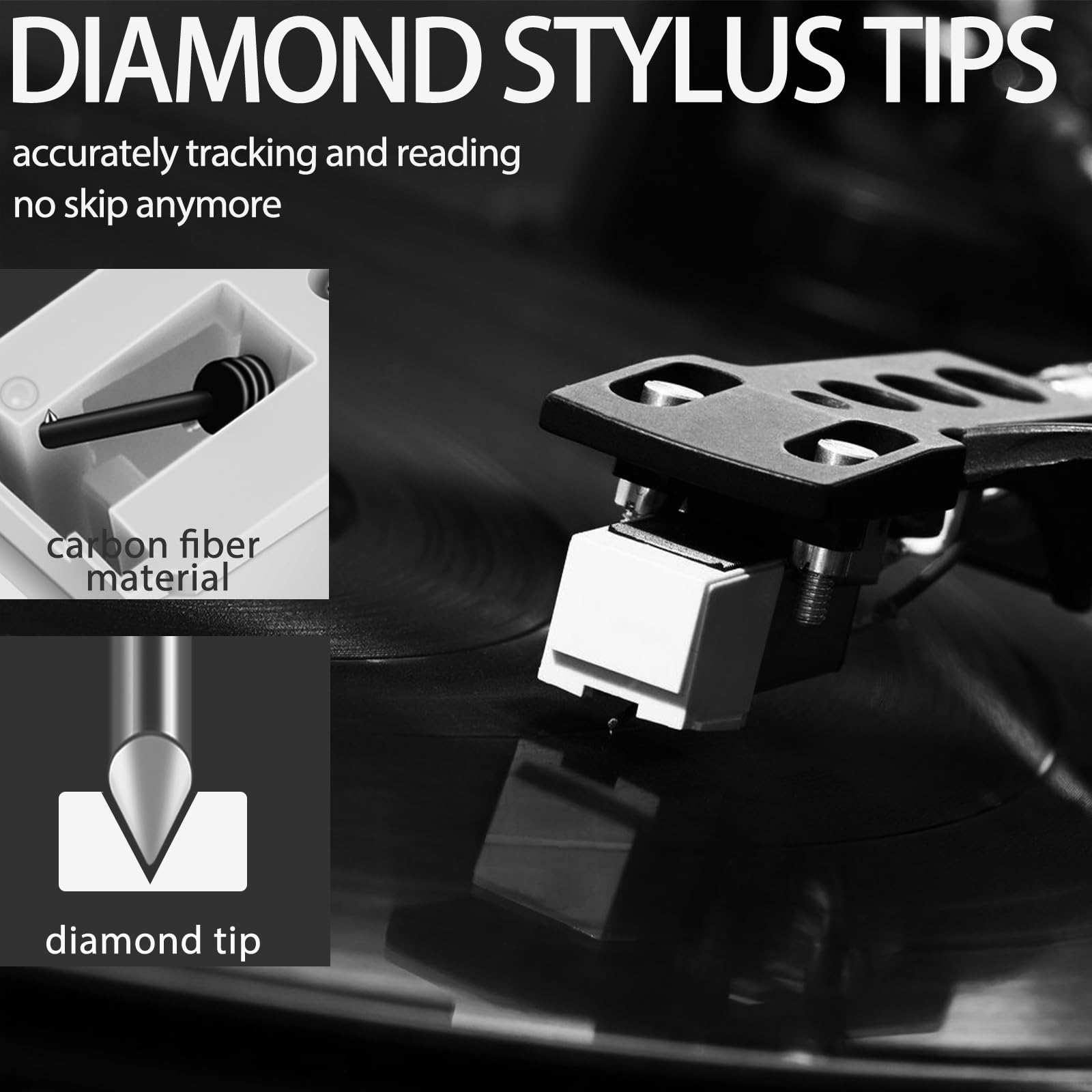 2+2Pack Record Player Needle Replacement for ATN3600L, Windspeed Turntable Stylus Compatible with Audio-Technica AT-LP60X - Image 3