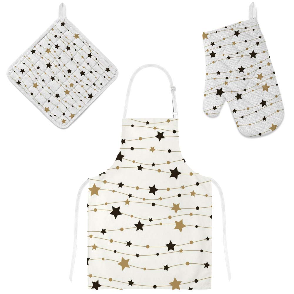 Tablier de cuisine anti-taches avec gants de four pour éviter les brûlures