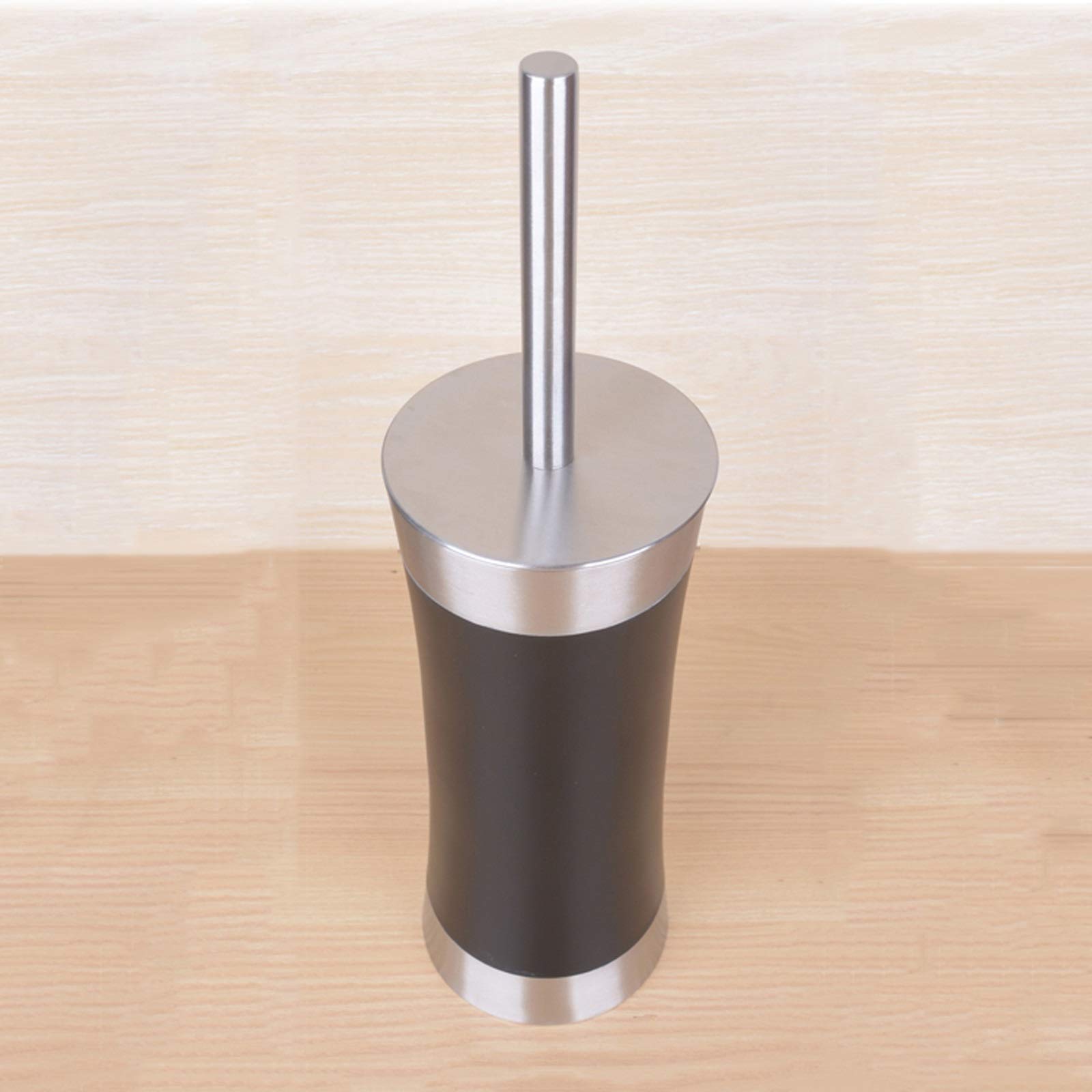 Escobillas de Baño/Escobilla WC Cepillo de Inodoro de Acero Inoxidable Redondo Cabezal tupido Piso de pie, Cepillo de Inodoro, se Puede reemplazar la Cabeza del Cepillo (Negro/Plata) Cepillos para I