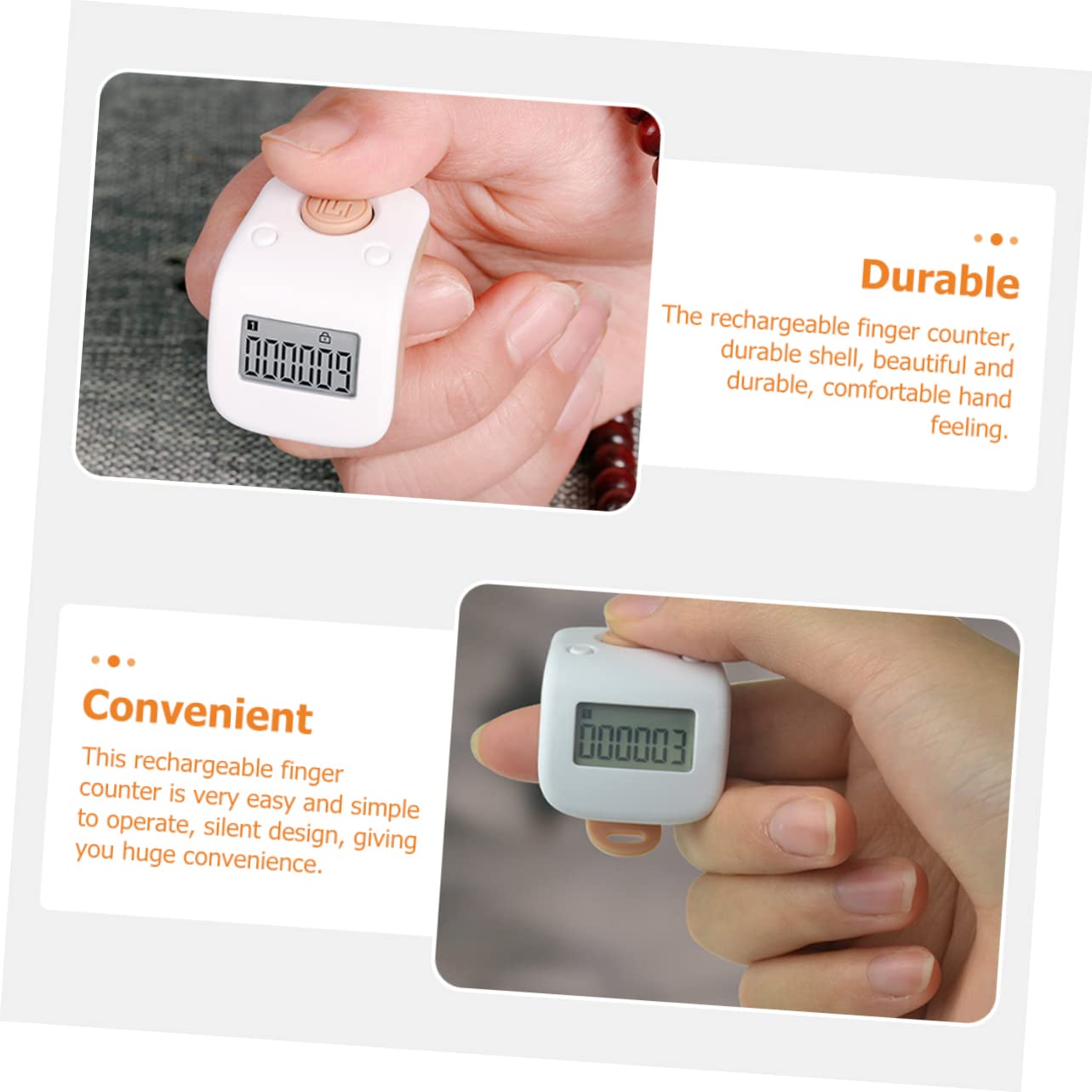 HONMEET Finger Clicker Hand Counters Clickers Electronic Counter Ring Rechargeable