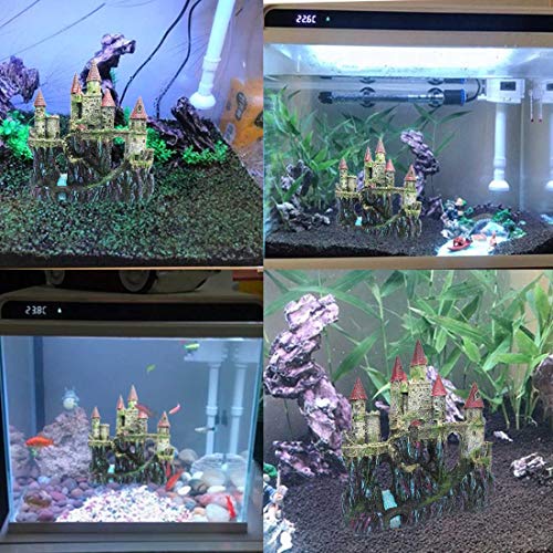 PINVNBY-Aquarium-Resin-Castle-Decoration-Fish-Tank-Driftwood-Castle-Cave-Hideouts-House-Plants-Supplies-AccessoriesRed