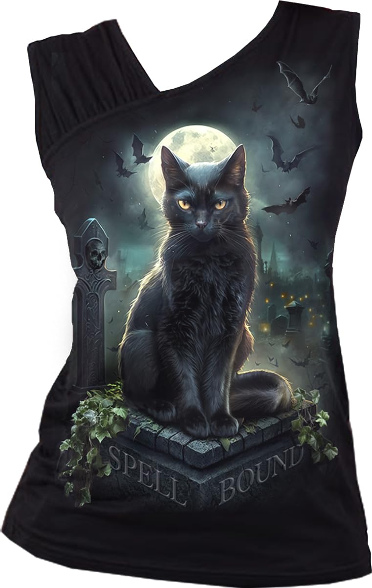Spiral - Spell Bound - Gathered Shoulder Slant Vest Black - XL