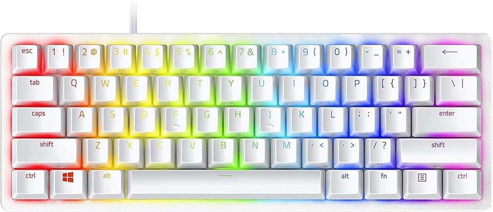 Teclado Mecânico Gamer Razer Huntsman Mini-Click Optical Purple Switch, Mercury Branco