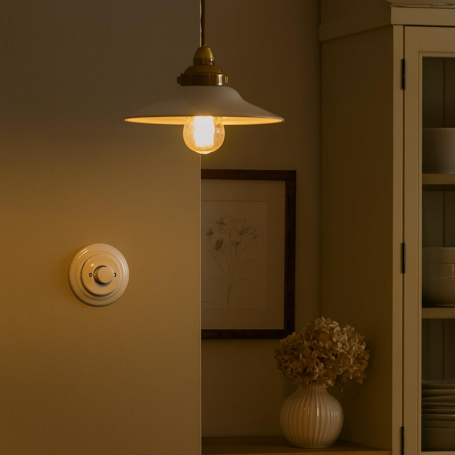 Faretto da incasso in porcellana retrò LED con interruttore a pressione I All-in-One I Serie PR1 bianco