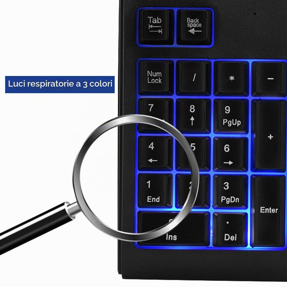 VBESTLIFE Tastiera numerica USB, 19 tasti, 3 colori, portatile, mini cuscinetto numerico, tastiera meccanica da gioco per computer portatile e desktop PC