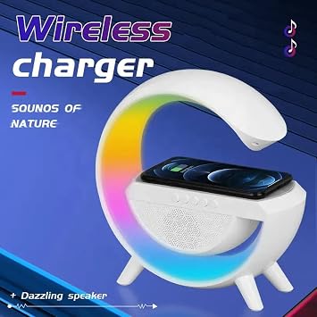 Coverzone G Akıllı Işık Bluetooth Hoparlör Gökkuşağı 5W Hızlı Kablosuz Şarj Cihazı Rgb Işıklı Masa Lambası Hoparlör Telefon Görüşmesi Yapılabilir Bluetooth BS-23