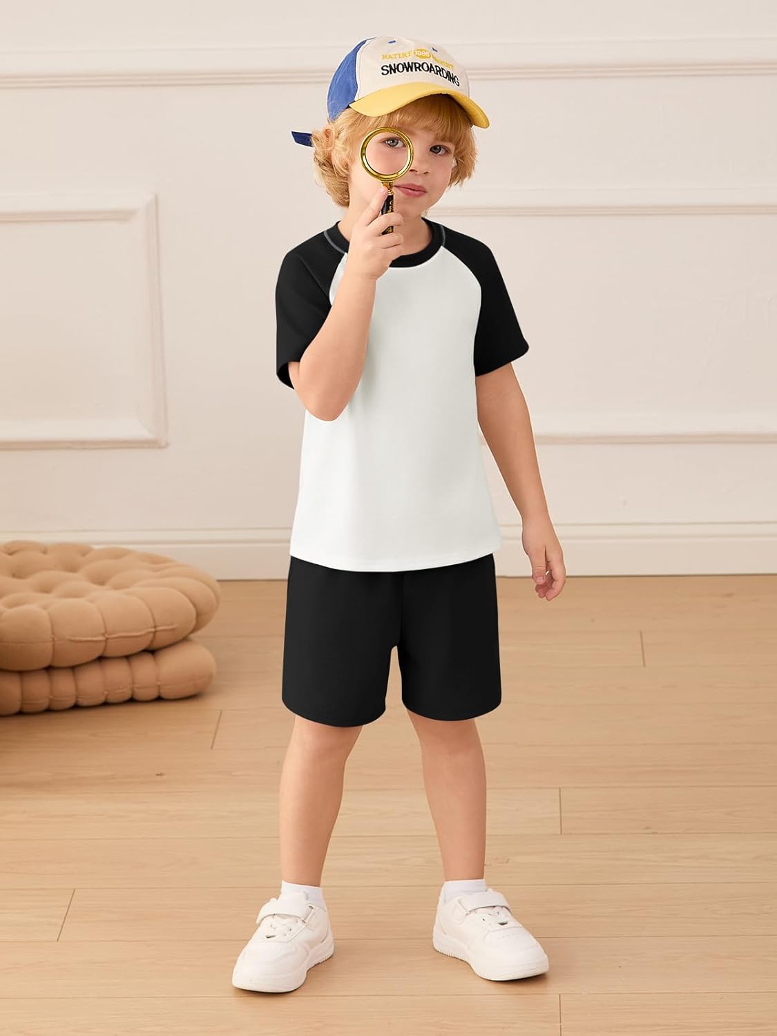 Haloumoning Toddler Baby Boy 2 Piece Summer Outfits Kids Colorblock Short Sleeve Raglan T Shirts and Shorts Set Clothes 1-8Y - Image 3