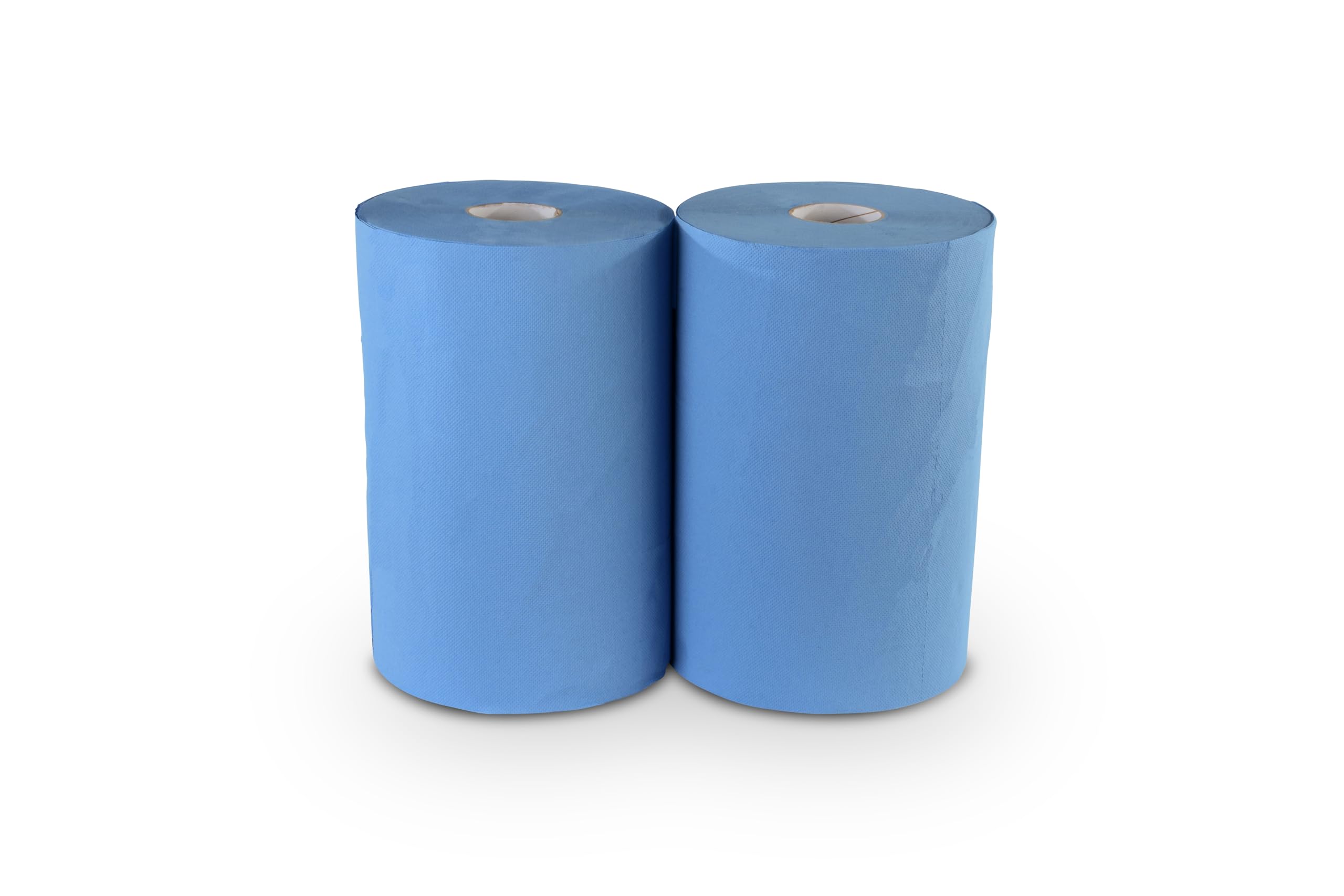 2 x blaue saugstarke Papierrolle, 1000 Blatt, 37x36 cm | 2-lagige perforierte Papiertücher | Putztuchrolle für Industrie, Werkstatt und Restaurant | Durchmesser 25 cm