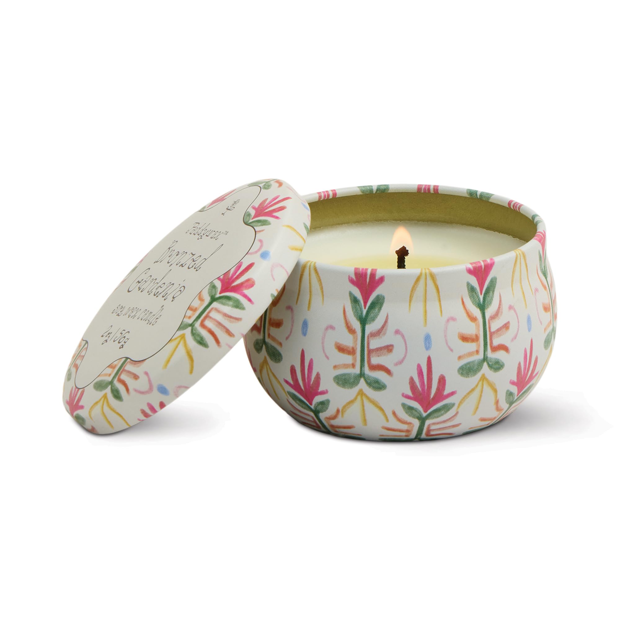 Paddywax Duftkerze in Tulpenform, bronzefarbene Gardenie, 56 g, Dose in Reisegröße