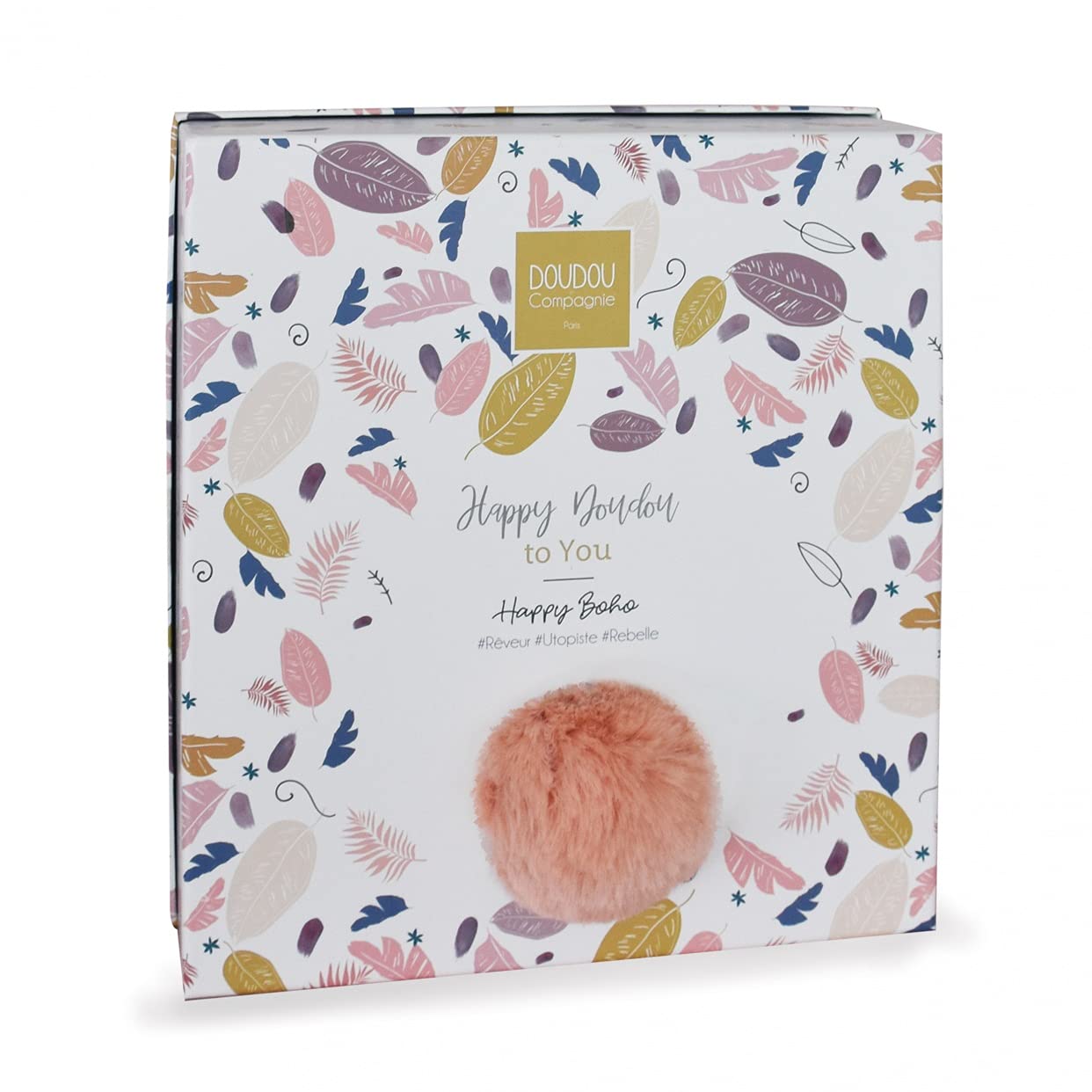Doudou Et Compagnie Happy Wild - Telo Da Museo Per Bambini - Coniglietto Morbido Con Pompon - Colori Glossy E Pop