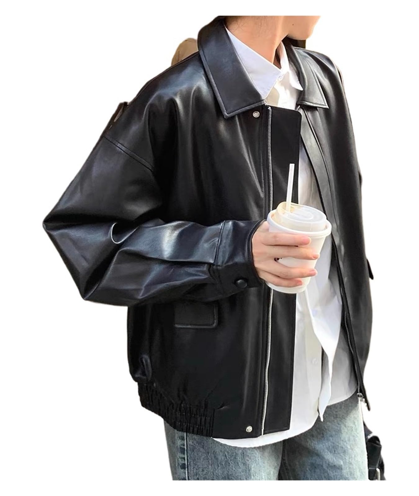 Chaqueta Cuero Mujer Women's Spring Autumn High Loose American Retro Motorcycle Top Para salir