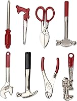 Vista 6 de eecoo - Caja de herramientas para casa de muñecas, caja de herramientas en miniatura de madera, modelo para casa de muñecas 1/12, accesorios con 8