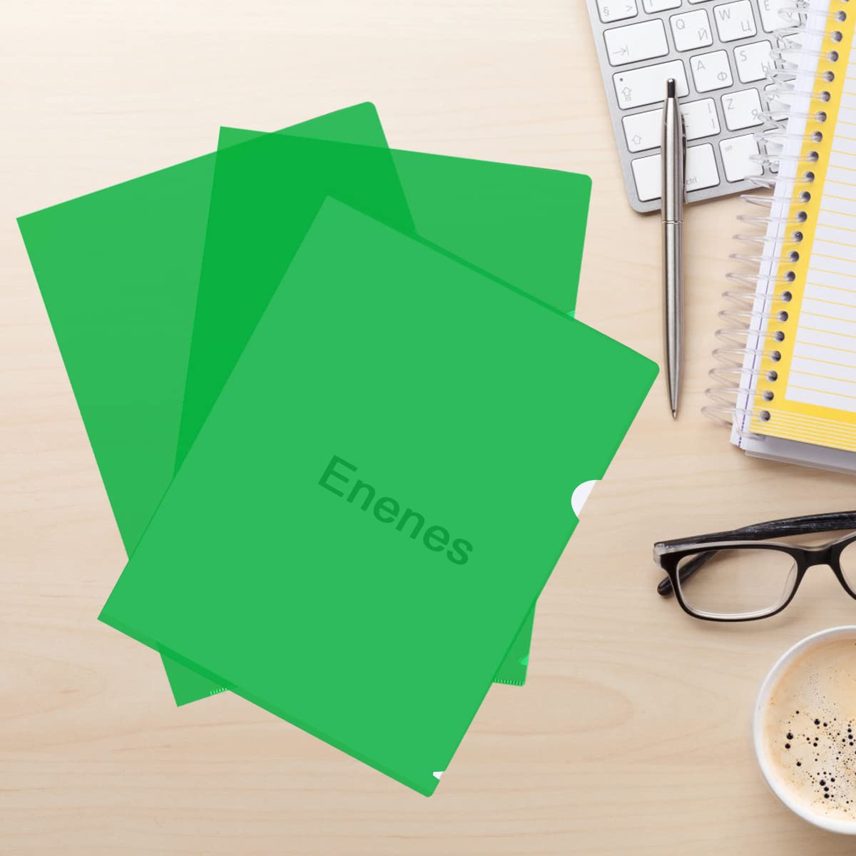 Enenes 30 Buste Cartelline in Plastica A4, 180 Micron Verde Portadocumenti A4, Colorate Cartellina A4, Cartella Portadocumenti(Verde)