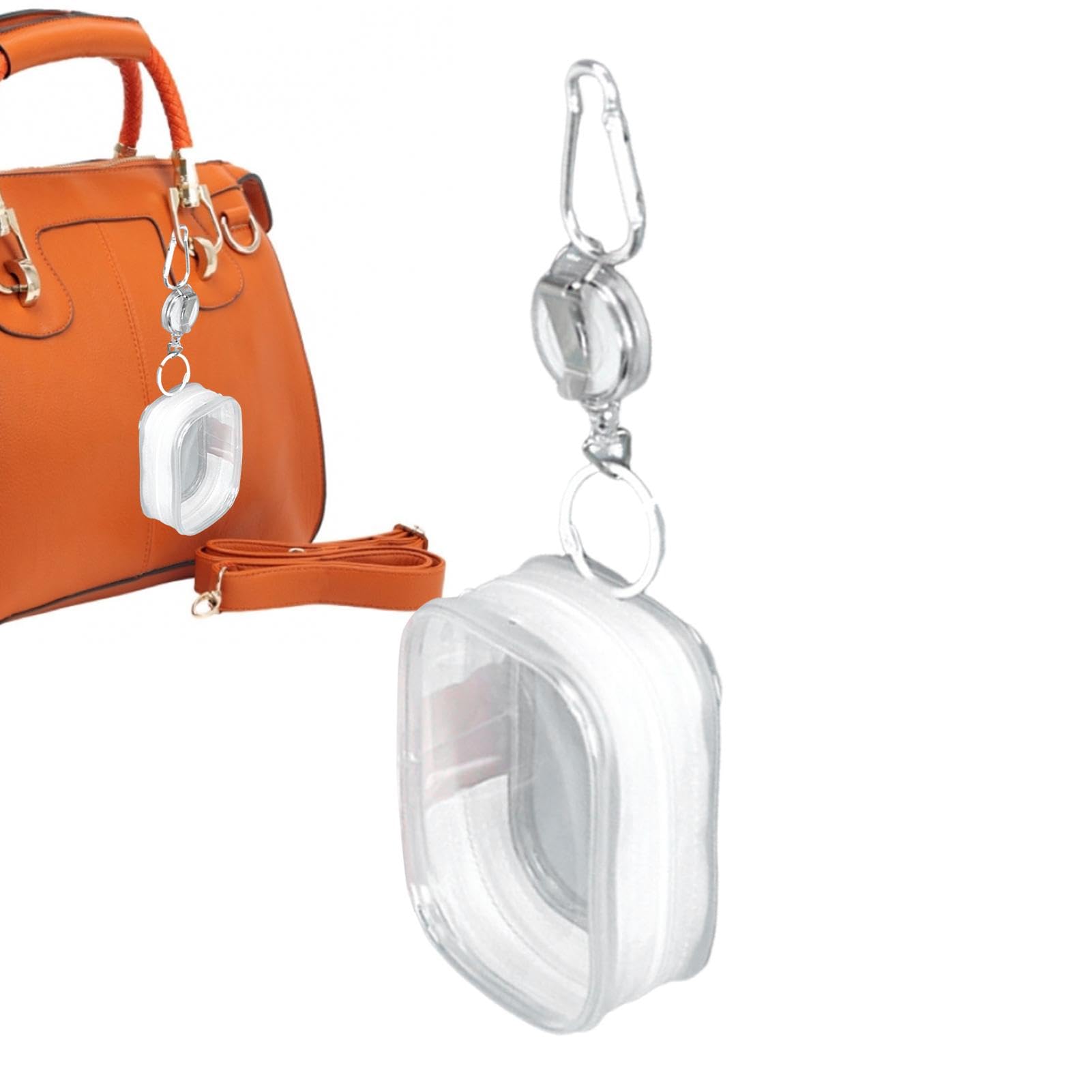 Organizer per cavi, borsa portaoggetti piccola, borsa organizer impermeabile, custodia trasparente per il trasporto, borsa da viaggio per cavo, caricabatterie, auricolari, Bianco, square, Unisex