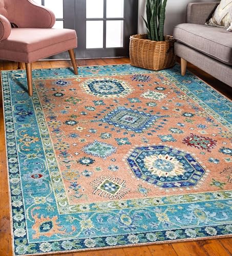 EORC Hand-Knotted Wool Kazak Rug for Home Decor