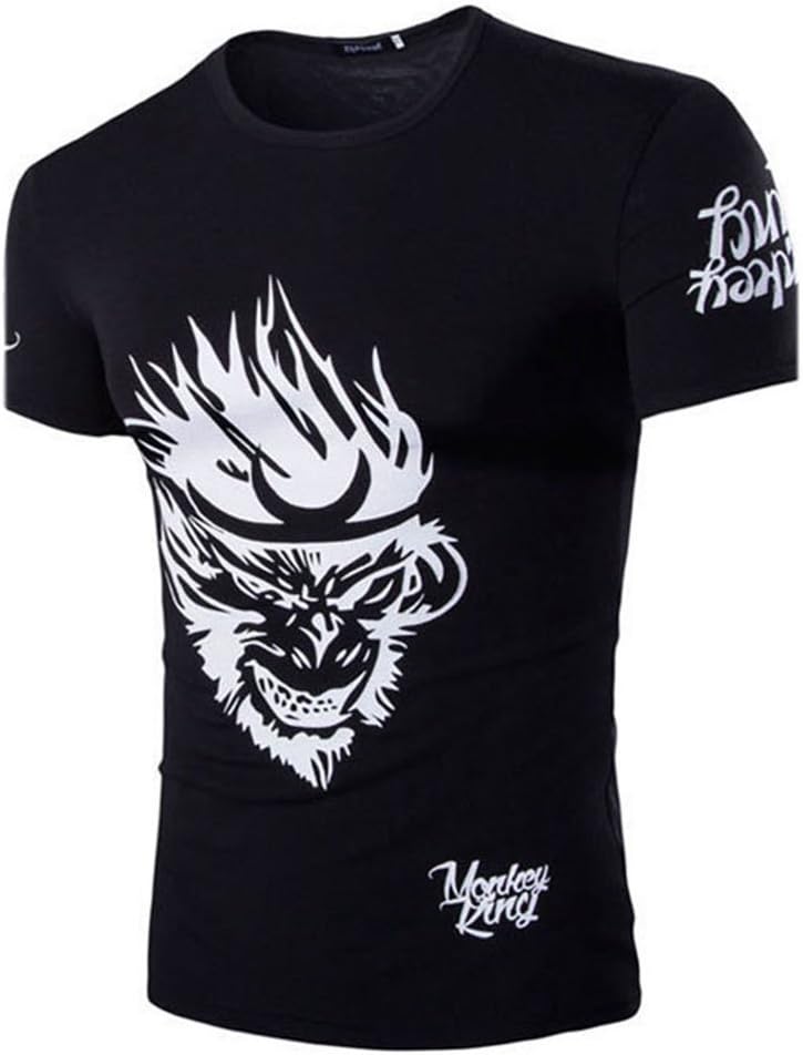 Monkey King Printed T-Shirt (L, Black)