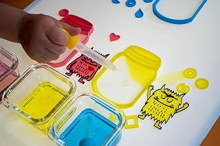 Monstruo de colores - juego con botes rellenables - bandejas sensoriales del Monstruo de colores