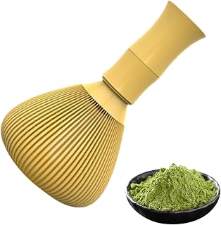 Matcha Tea Wathisk - mezclador de matcha reutilizable, batidor de polvo de té verde | Juego de té de matcha con soporte para el tazón de cerámica de bambú, batidora de bambú natural para hacer una com