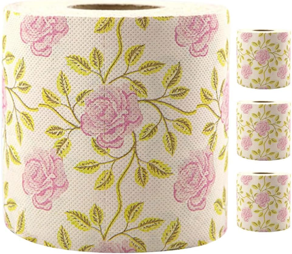 LOGOFUN 4 Rolls Flower Flower Pattern Toilet Tissues Floral Printing Napkin Paper Novelty Hand Towel Napkins Elegant Paper Roll