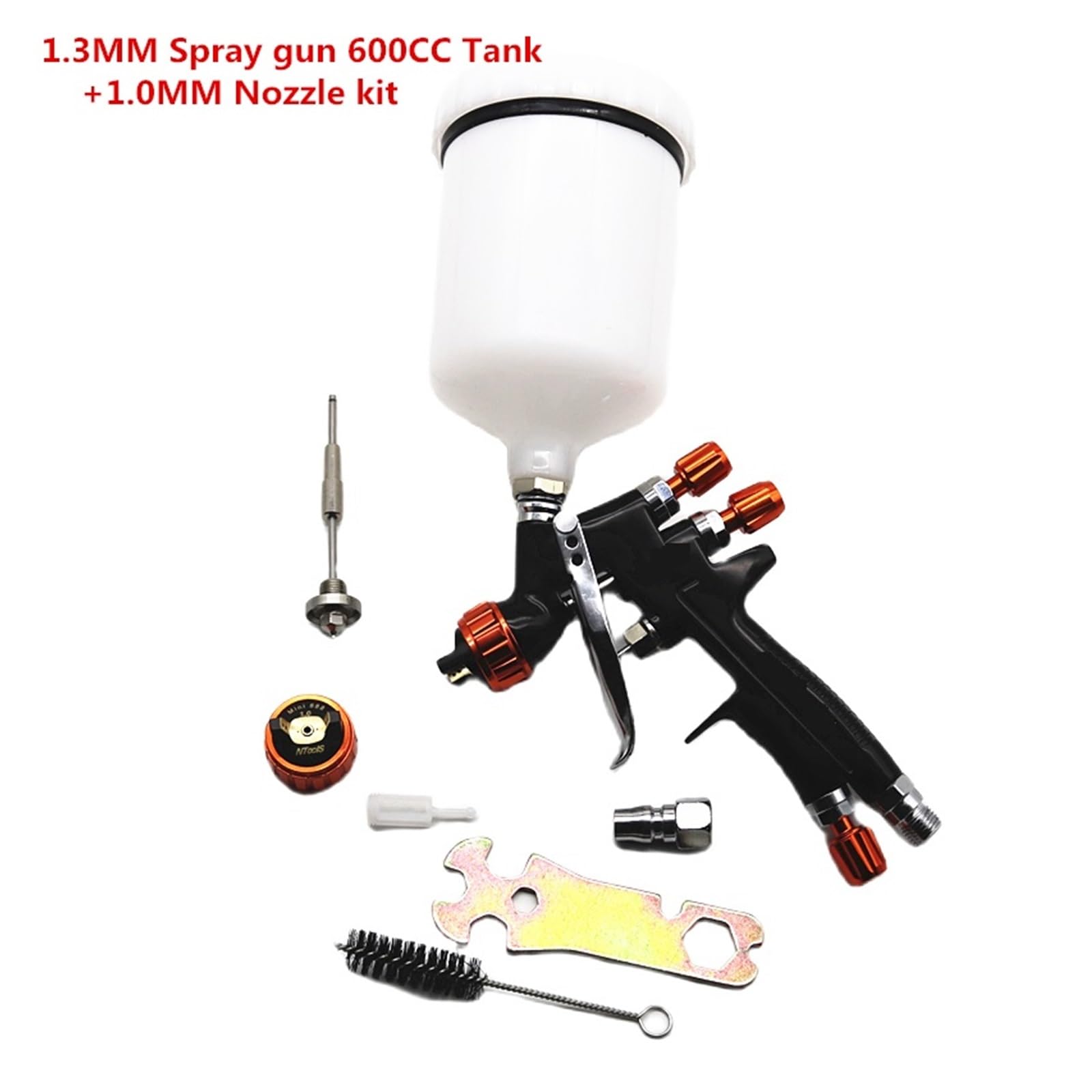 Lackierpistole, 1,3 MM Spritzpistole Mit 1,0 MM Düse Kit 600CC/400CC Tank Luft Spritzpistole Farbe Mischen Tasse Und Adapter Mini Spritzpistole Farbe Spritzpistole(600cc 400CC Mix Tank)