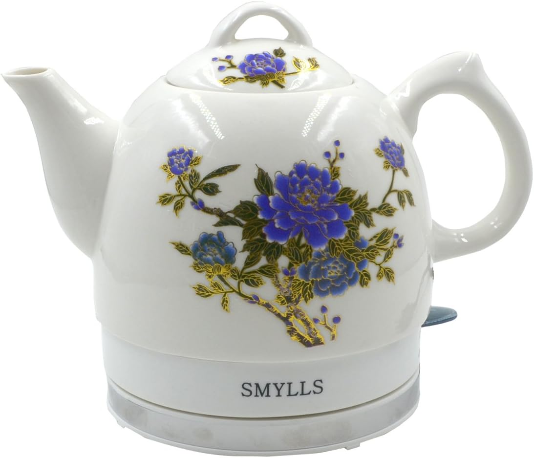 Cordless Electric Ceramic Kettle, 1.2 L, Peony Flower