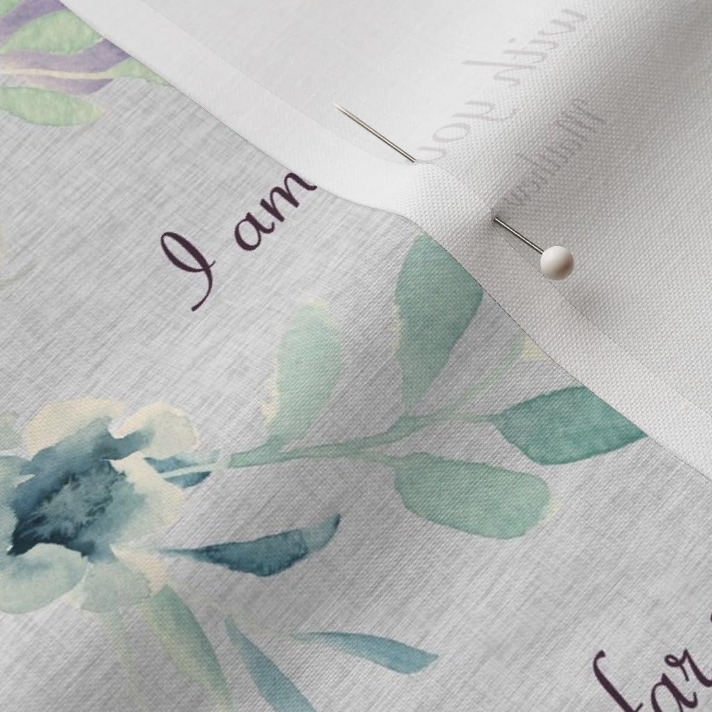 Spoonflower Fabric - Floral Bible Verse Religious Scripture Christian Psalm Religion Printed on Petal Cotton Fabric by The Yard - Sewing Quilting Apparel Crafts Decor