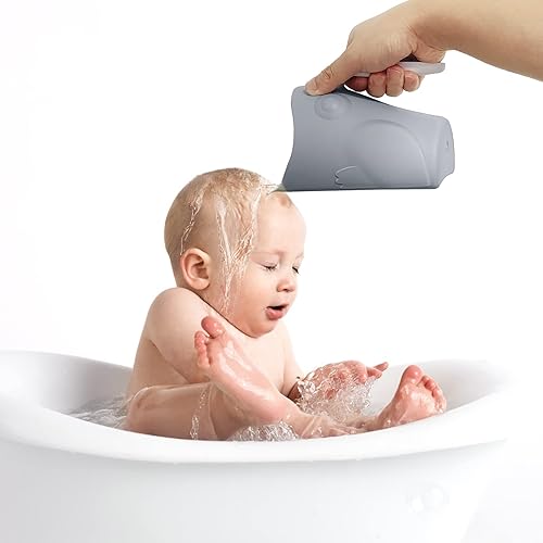 Miniatura 6 de Rezlli Taza de enjuague de baño para bebé, taza de baño para bebé, enjuague de champú para el cabello para niños pequeños (gris)