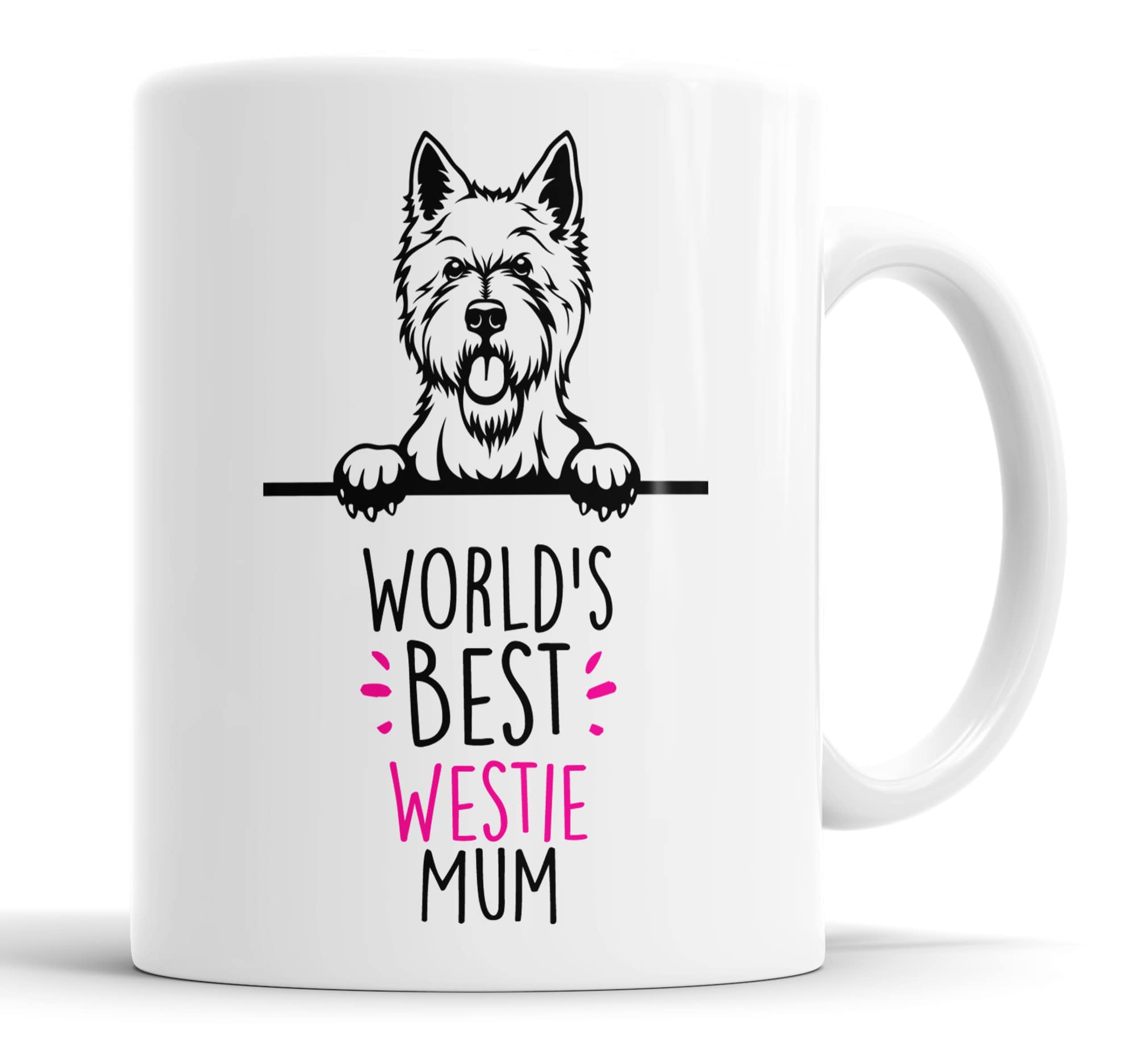 Faithful Prints Westie World's Best Mum Mug Dog Mum West Highland Terrier Mum Cup Friend Funny Gift for Birthday Christmas, Westie Mug