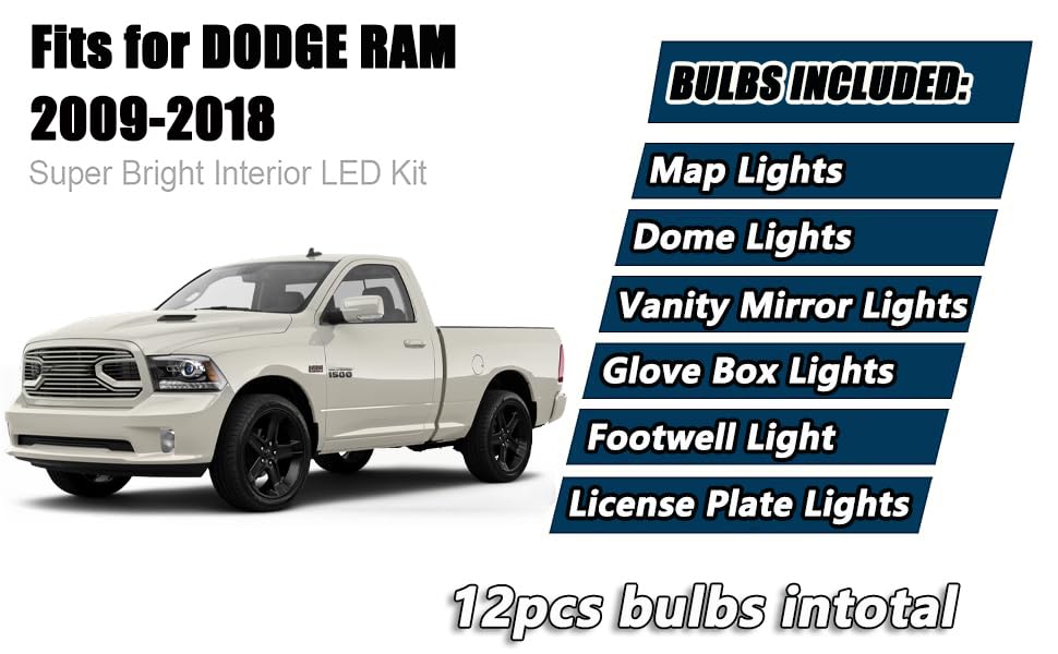 Kit 12 luces LED interiores blancas 6000K Dodge Ram 2009-2018 miniatura 2