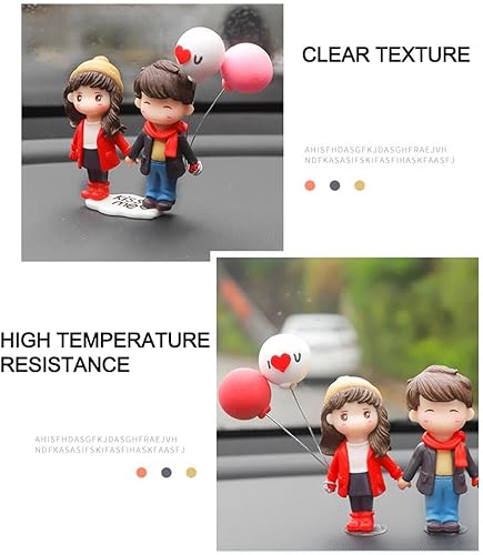 Miniatura 6 de Lindos adornos para tablero de instrumentos de automóvil, figuras de parejas de dibujos animados, adornos de globos, figuras de muñecas