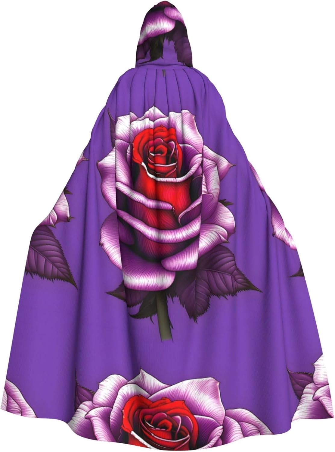 Fuchsia Rose Men Women Halloween Role Play Party Decoration Hooded Poncho