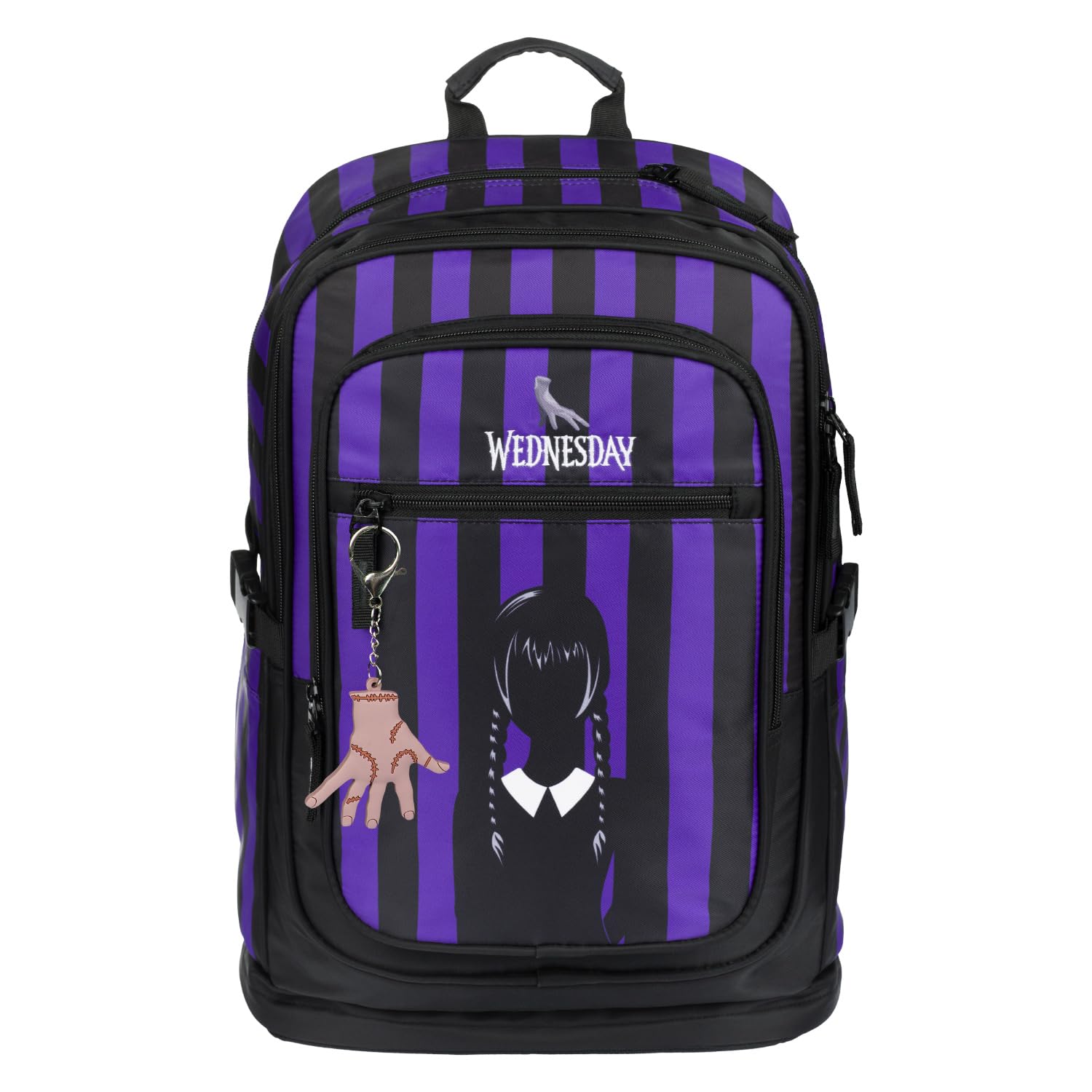 Baagl Mochila escolar para niña, 3 piezas, mochila escolar a partir de 3ª clase, mochila escolar primaria con correa para el pecho, mochila ergonómica, Wednesday, 33 cm x 45 cm x 11 cm, Escuela