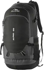 ALPHA Mochila de viagem de 50 litros resistente à água para ciclismo, caminhada, acampamento, para homens e mulheres, garantia de 3 anos