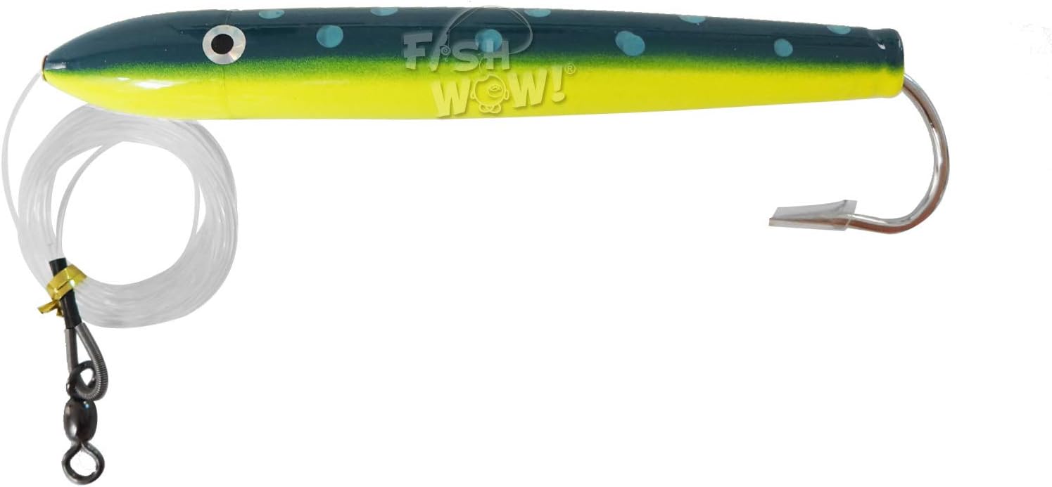 Fish WOW! 6" Fishing Cedar Plug Rigged Tuna Mahi Trolling