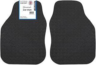 Nicoman Universal Black Car Mats with Anti-Slip, Heavy Duty Performance All Weather Protection, Trim to Fit Rubber Floor Mat Carpet for SUV, Vans, Sedans, Trucks Waterproof, Made in UK (Front set)