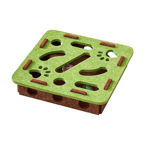 BZDBZD Interactive Cat Puzzle Feeder Toy - Felt Maze Box with 3 Jingle Balls for Indoor Cats, Kittens to Adults - Mental Stimulation, Slow Feeding & Fun Exercise Encourages Natural Hunting Instincts