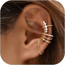 Dochais 3 Pièces Ear Cuff Or pour Femme Faux Piercing Oreille Boucle Oreille Sans Trou Manchette Oreille Femme Réglables Non Piercing Cartilage Clip Helix Boucles d'Oreilles pour Femmes