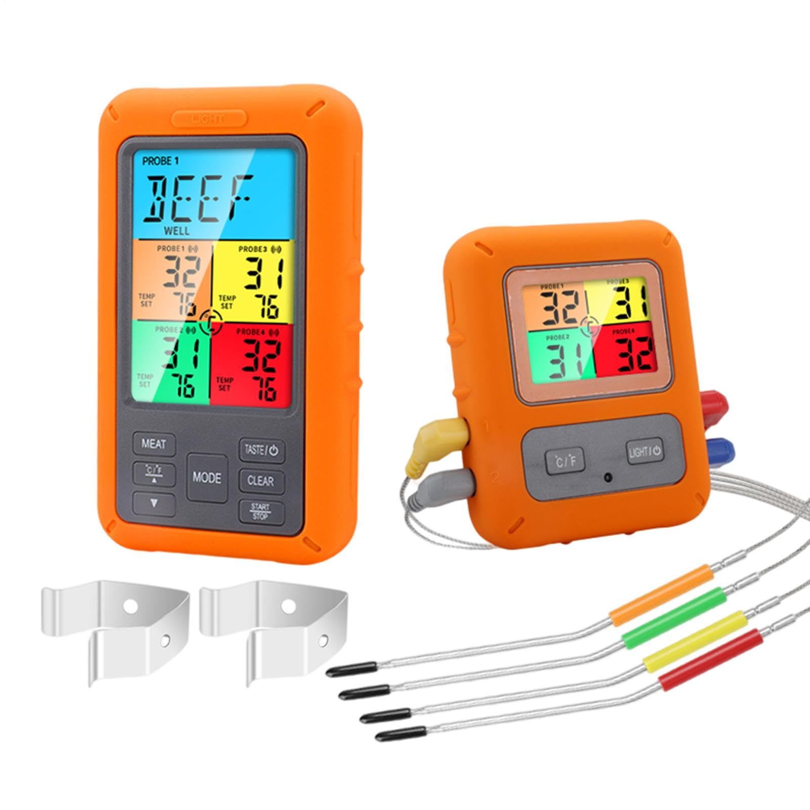 Digitales Fleischthermometer - Lebensmittelthermometer Mit 4 Sonden | Küchenthermometer Zum Kochen, Backen, Grillen, Süßigkeiten, Flüssigkeiten Und Heißluftfritteusen Für Eltern