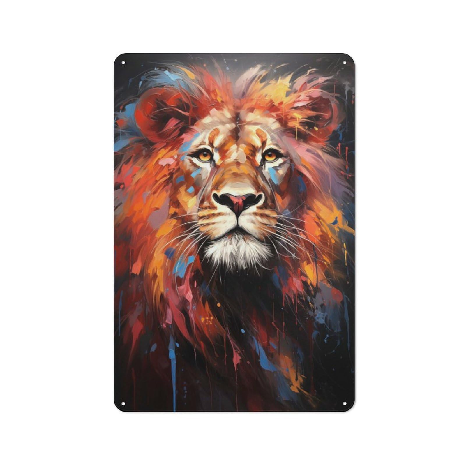 Clean Industrial The Wakeful Lion Decorative Metal Plaque 30x20cm, Loft Wall Plaque for Modern Home, Workshop, Office Or Cafe
