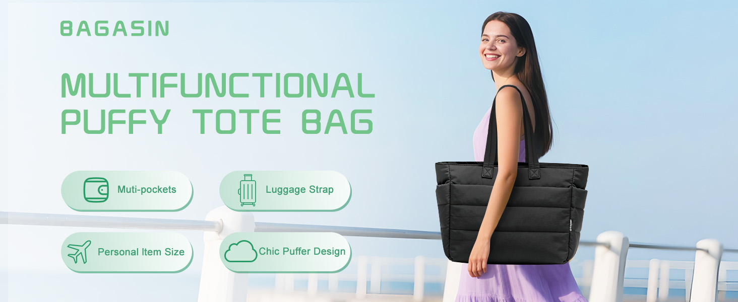 Bolsa Puffy Tote para mujer, ligera y acolchada miniatura 7