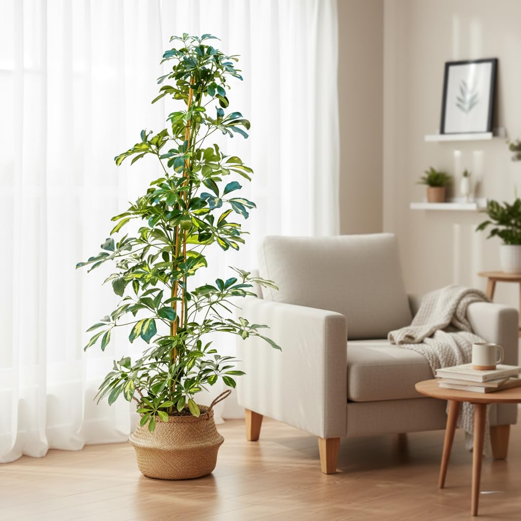 Vandas Schefflera Gold Capella – Pianta Ornamentale da Interno | Vaso Diametro 21 cm, Altezza 110 cm | Foglie Dorate e Purificanti | Made in Italy