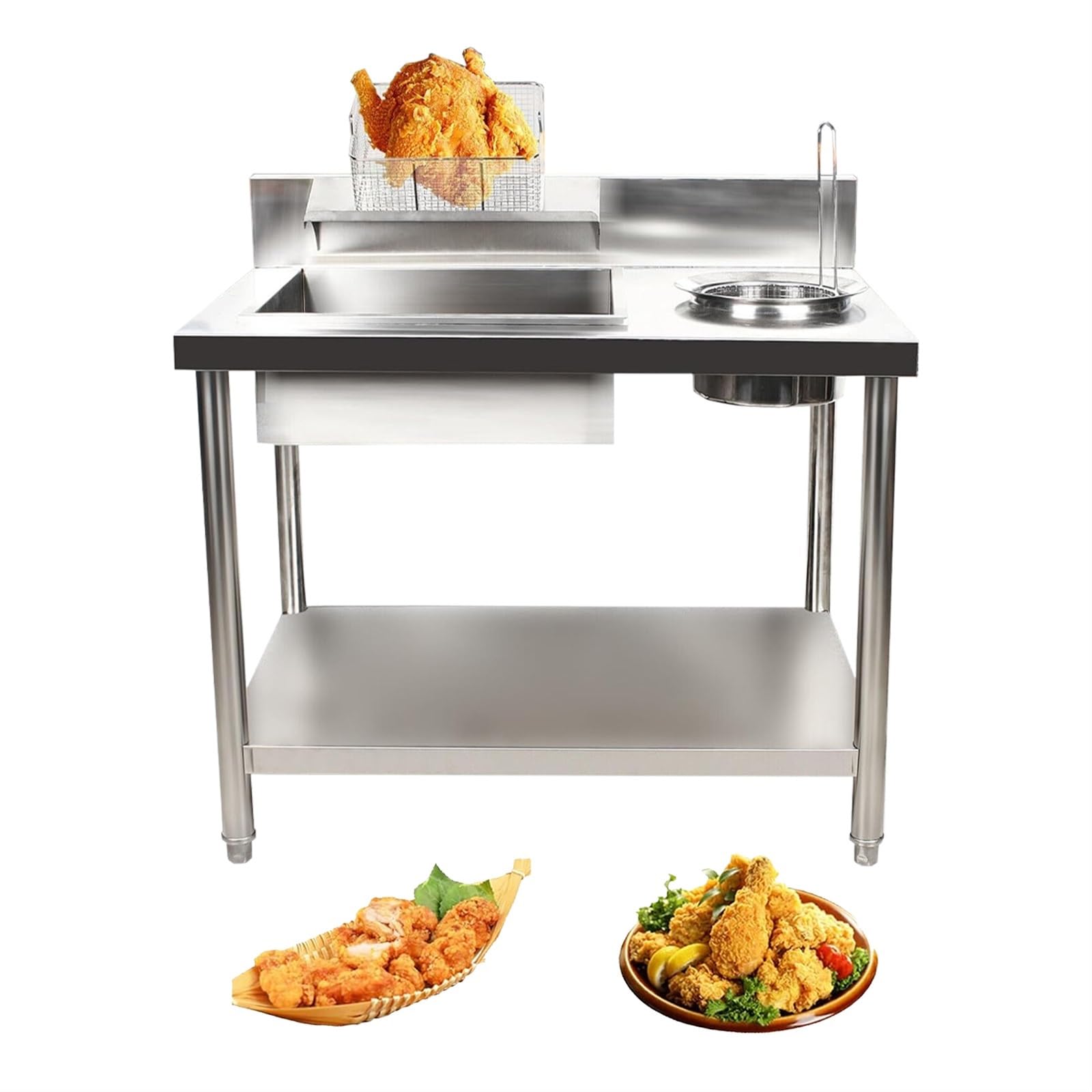 Breading Table Chicken Chop Breading Station - Stainless Steel Design With Large Capacity Breading Table for Milk Tea Shops & Fried Chicken Vendors